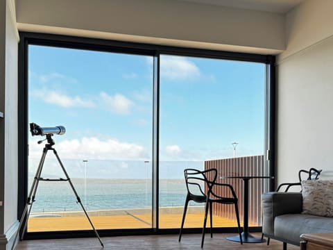 Living room and doors to terrace.