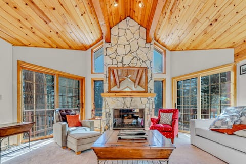 Living room: Smart TV, wood-burning fireplace, central heat, no A/C, main floor