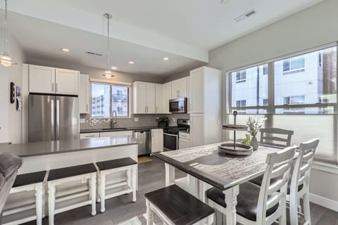 There is a dining table for six...