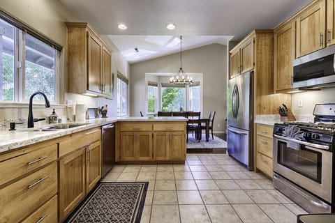 Chef's kitchen overlooking dining room
