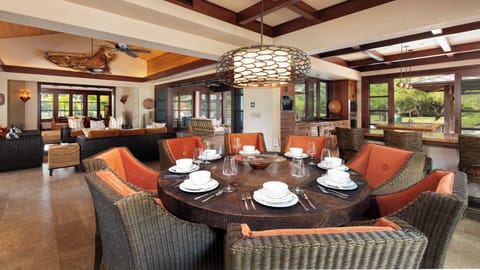 Elegant indoor dining table that seats eight