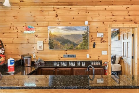 Sports Bar equipped with Ice maker, bartender kit, shot glasses with shot board, whiskey glasses, mini fridge, dishwasher