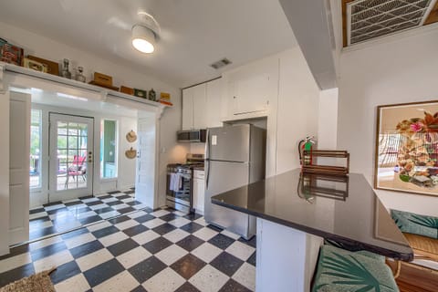 Kitchen and dining area open to each other