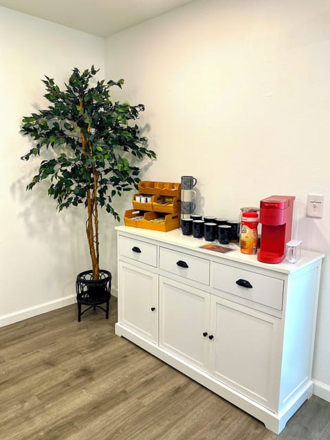 Coffee bar in the family room to start the morning off right!