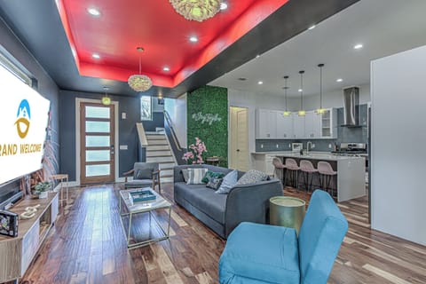 Bright exciting living space with ample seating and Smart TV (Unit B)