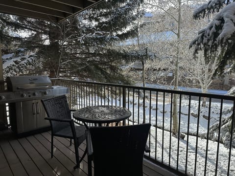 Balcony with propane BBQ brill