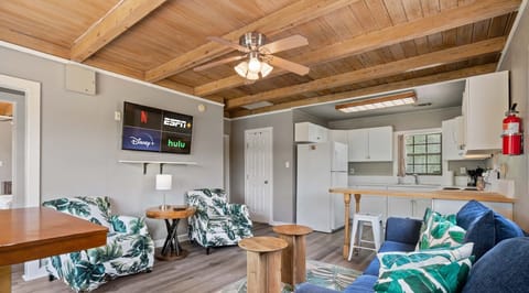 This living room’s a couch potato’s paradise, stream and dream away