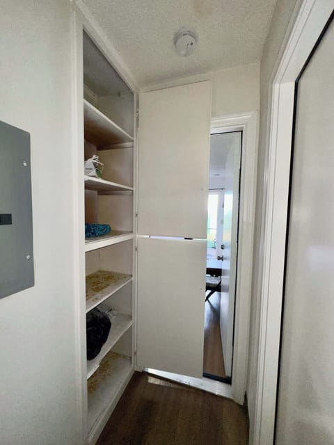 Priavate cabinet for clothing store. Steam iron in the cabinet .