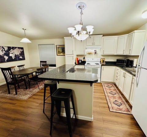 Four bar stools for conversation.