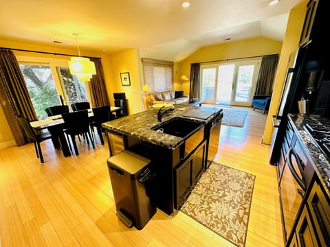 The kitchen is fully stocked including All Clad cookware.