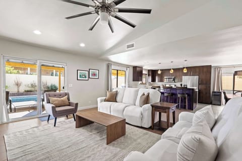 Curl up in the inviting living room & stream your favorites on the smart TV