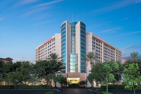 Arrive in style at this sleek, modern hotel entrance.