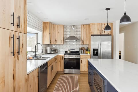 Tons of counter space in this open kitchen