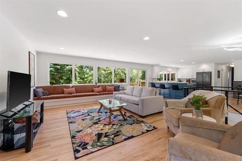 Living room and kitchen.