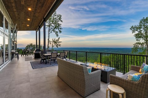 Fire pit on the expansive deck.