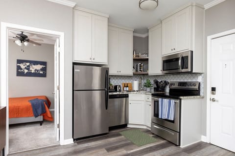 Enjoy the freedom to cook your favorite meals in the private, fully stocked kitchen — complete with stainless steel appliances, spices, coffee essentials, and kitchen must-haves.
