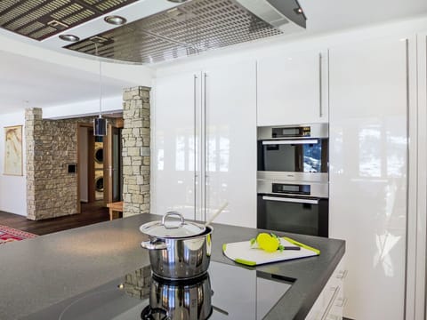 Kitchen, Furniture, Interior Design, Countertop, Flooring, Kitchen Appliance, Cabinetry, Light Fixture, Ceiling, Wood