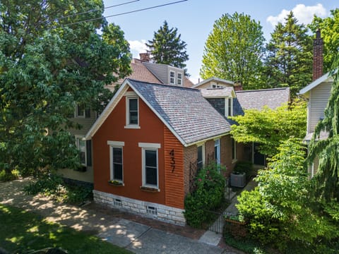 Exterior view of this charming brick home, situated in a peaceful neighborhood that’s just a short walk from the many restaurants in German Village. Only 0.2 miles to Schiller Park and 1 mile