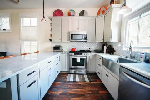 Gourmet kitchen is well stocked with everything you could need for your stay. Plenty of spices and cookware provided. 