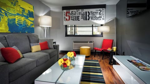 Living Area. Exact unit will be assigned upon arrival. Views, colors, and decor may vary.