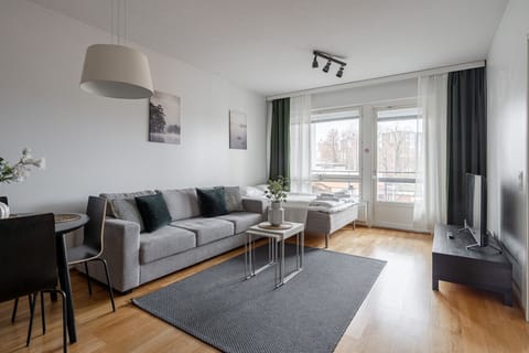 The apartment is a one-bedroom apartment and there is a private sauna and a glazed balcony for you to use.