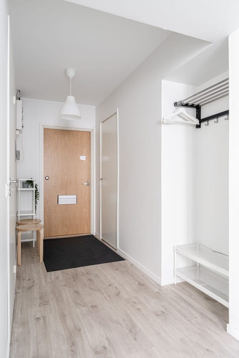 There is a closet in the hallway of the apartment where you can store your luggage