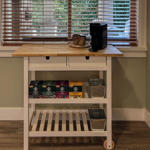 Coffee bar in kitchen.