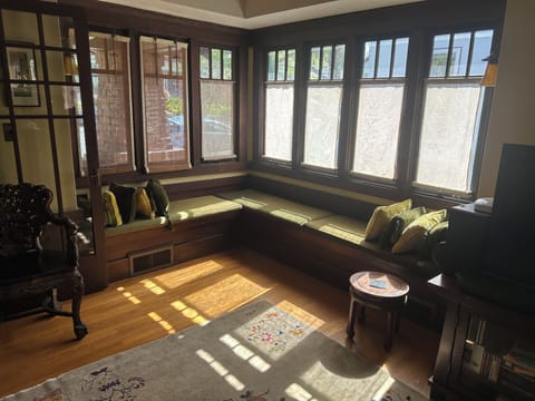 Windowseat with casement windows.
