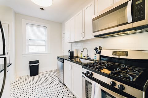 Stainless steel appliances for easy meal prep.