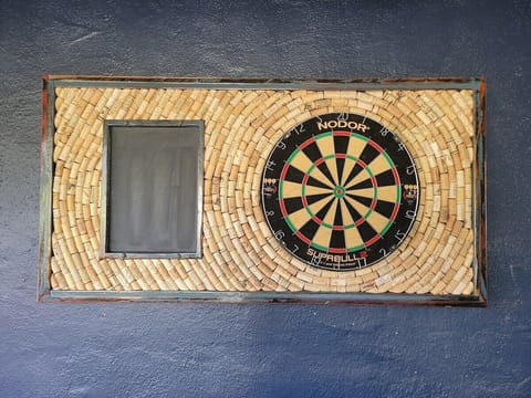 While in the backyard enjoy a game of darts, cornhole or connect 4!