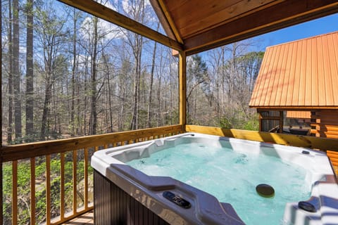 Hot tub on the back deck.