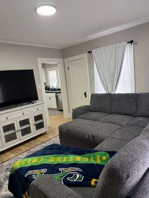 The couch pulls out.