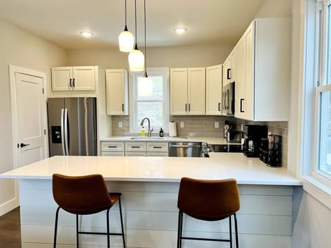 Enjoy the modern kitchen. Fully stocked for your vacation. 