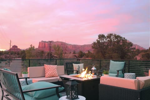 Rooftop with propane fire pit