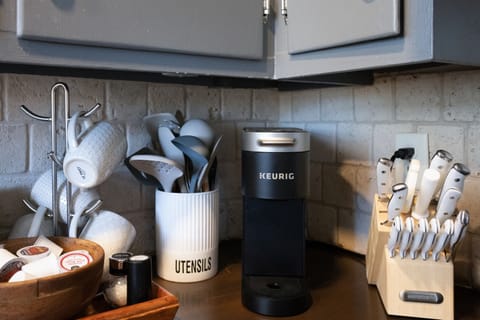 The fully stocked kitchen at Portside Haven has everything you need to whip up delicious meals with ease!