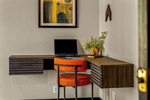 This stylish corner with fast Wi-Fi keeps you plugged in and productive