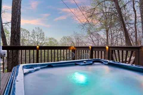 Golden hour melts into moonlight-- best enjoyed from the warmth of the spa