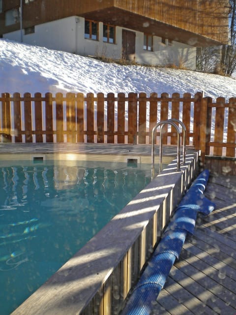 The indoor/outdoor pool is heated!
