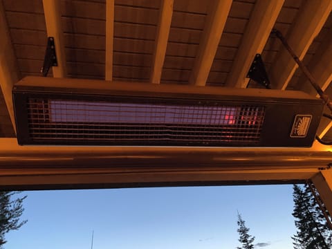 Lake side porch heat lamps, which are timer controlled. 1 on each side.