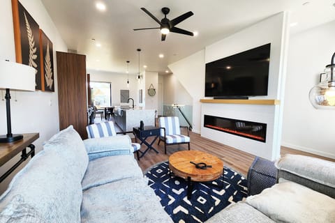 Enjoy family time at Salty Knot with lovely electric fireplace.