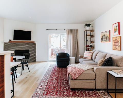Living area with fireplace
