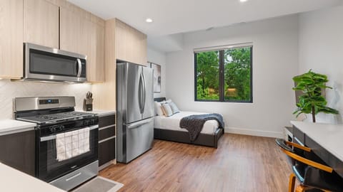 Open-concept living space and kitchen