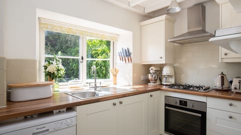 The kitchen overlooks the delightful garden