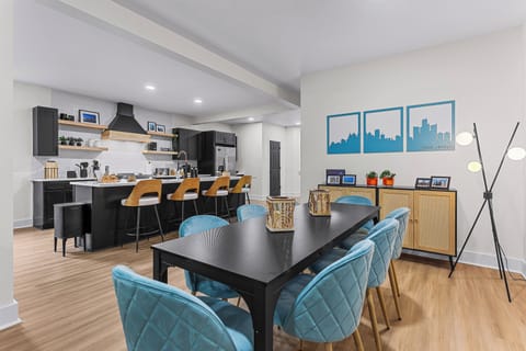 Open floor plan concept featuring dining area and kitchen