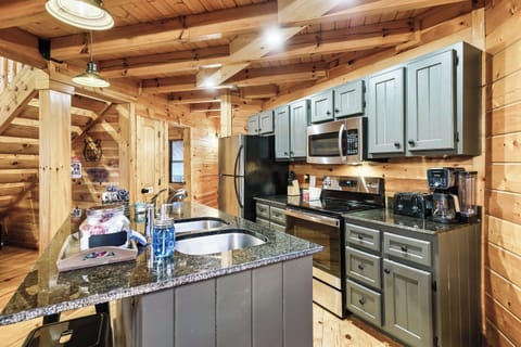 The island has seating for quick snacks or to visit with the chef