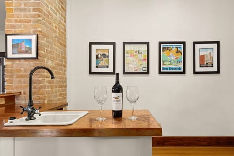Practical sink space for cooking and cleaning.