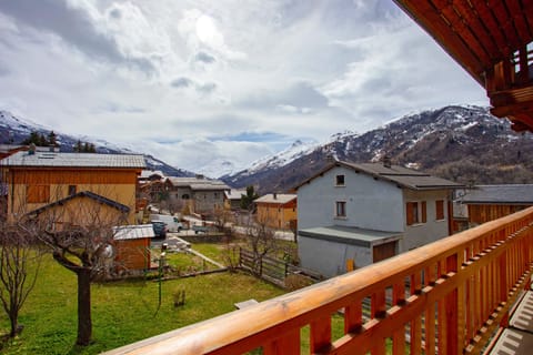 Breathtaking view of the hamlet of St Marcel and the mountains from the living room.