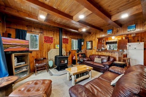 Main floor with living area, kitchen and dining table.