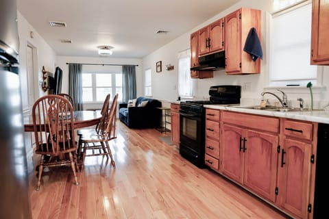 Full kitchen and dining area