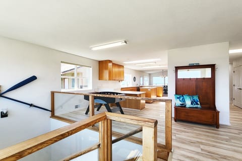 The living space is upstairs from the entry.